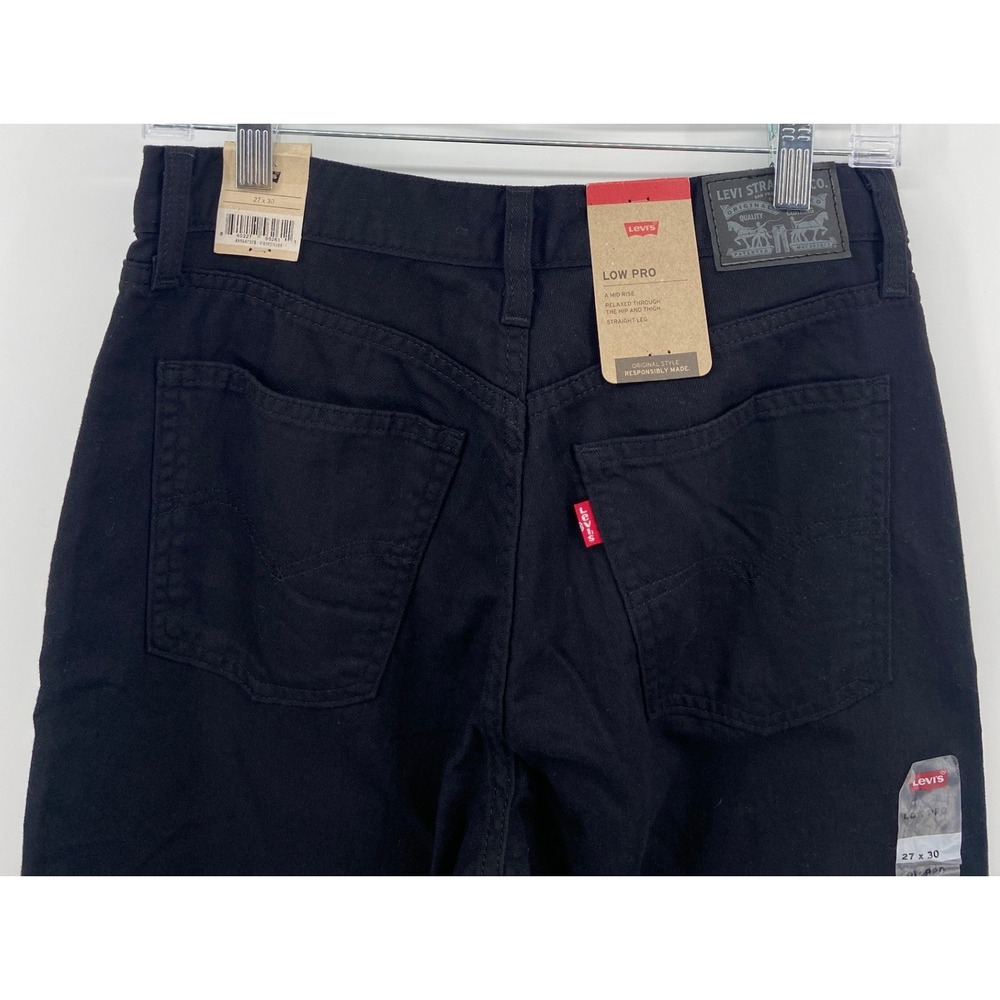 Levis Low Pro Straight Leg Jeans Black Mid Rise Denim 27x30 A19640016 - Picture 5 of 7